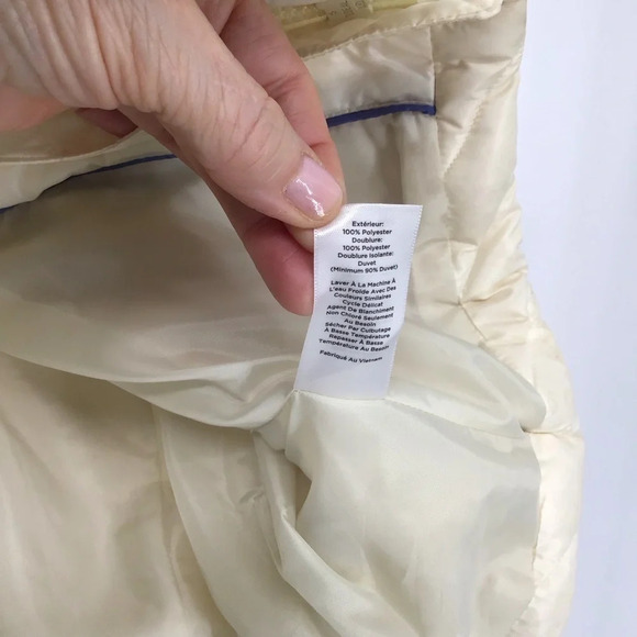 Talbot’s Women’s Chevron Style Puffer Vest Warm Down Fill Creme’ Color Size M - Picture 9 of 9